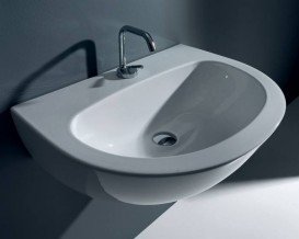 Раковина для ванної напівкругла Kerasan Aquatech підвісна 70х52 см біла 374001