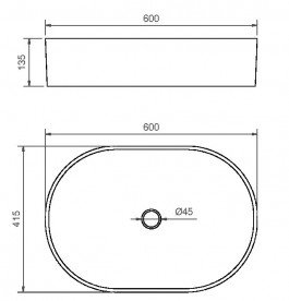 Раковина для ванной Ponsi Musa накладная 60х41,6 см керамика белый глянец BL CER L MUSA 0002