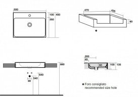Раковина для ванної прямокутна Kerasan Cento полувстраіваемие 50х45 см біла 354601