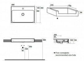 Раковина для ванной прямоугольная Kerasan Cento полувстраиваемая 60х45 см белая 354701