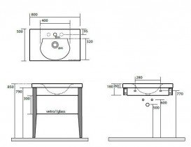 Раковина для ванної прямокутна Kerasan Bentley 80х50 см біла 393001