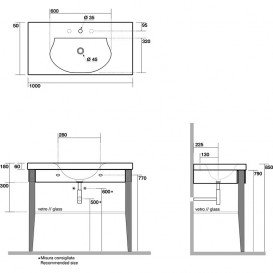 Раковина для ванной прямоугольная Kerasan Bentley 100х50 см белая 393101