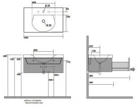 Раковина для ванної прямокутна Kerasan Bentley для меблів 80х50 см біла 393601