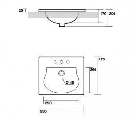 Раковина для ванної прямокутна Kerasan Bentley вбудована 55х47 см біла 394201