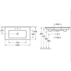 Раковина для ванной прямоугольная VILLEROY & BOCH VERITY LINE 4A12AL01