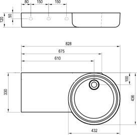 Раковина для ванної Ravak ARC 82,8х43,6 см полиця зліва литий мармур білий XJXL1383000