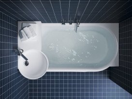 Раковина для ванної Ravak ARC 82,8х43,6 см полиця праворуч литий мармур білий XJXP1283000