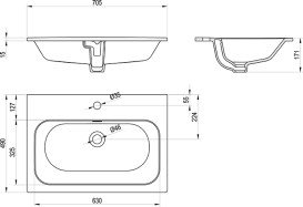 Раковина для ванної кімнати Ravak Chrome Slim 70,5х49 см кераміка білий XJX01170002