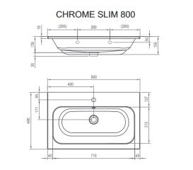 Раковина для ванной Ravak Chrome Slim 80х49 см литой мрамор белый XJG01180001