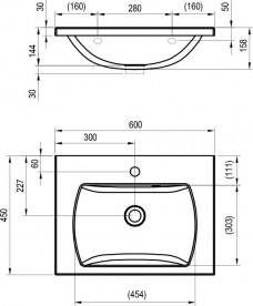 Раковина для ванної Ravak Classic II 60х45 см ливарний мармур білий XJX01160003