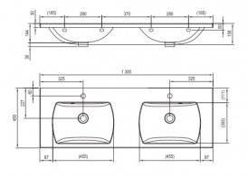 Раковина для ванної кімнати Ravak Classic II подвійна 130х45 см литий мармур білий XJX01113000