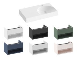 Раковина для ванной Ravak Lite 80х45 см L с отверстием литой мрамор белый XJXL1280000