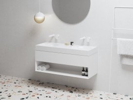 Раковина для ванної кімнати Ravak Lite подвійна 120х45 см литий мармур білий XJX01312001