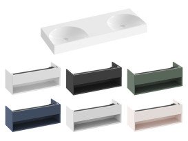 Раковина для ванной Ravak Lite двойная 120х45 см литой мрамор белый XJX01312001