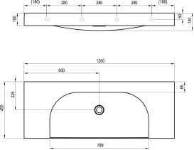 Раковина для ванної кімнати Ravak Lite S 120х45 см литий мармур білий XJX01312000