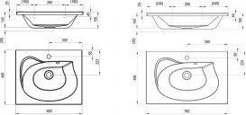 Раковина для ванной Ravak Rosa 600 с отверстием искусственный мрамор белая XJ201160000