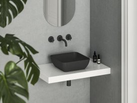 Раковина для ванної кімнати Ravak Uni 38 S Slim 38х38 см кераміка чорний матовий XJX0D138000