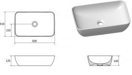 Раковина для ванной Ravak Uni 500 R Slim керамика серый GPX2240064
