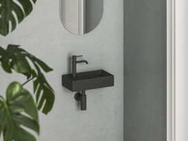 Раковина для ванной Ravak Veda 40,8х22,2 см отверстие слева керамика матовый черный XJXLD240000