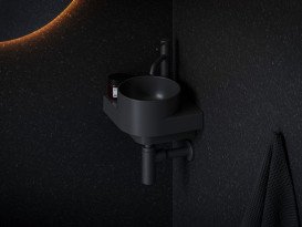 Раковина для ванної кімнати Ravak Yard 280 C 28х28 см кутова кераміка чорний матовий XJX0D228000