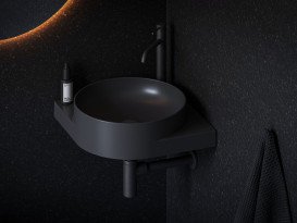 Раковина для ванної кімнати Ravak Yard 450 C 45х45 см кутова кераміка чорний матовий XJX0D245000