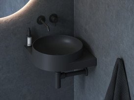Раковина для ванної кімнати Ravak Yard 450 C 45х45 см кутова кераміка чорний матовий XJX0D045000