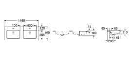 Раковина для ванной Roca Gap 119х46 см двойная сантехническая керамика белый A3279A0000