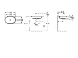 Раковина для ванной Roca Gap 55х35 см под столешницу сантехническая керамика белый A3270YC000