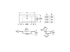 Раковина для ванной Roca Gap Pro Slim Compacto 80х38 см сантехническая керамика белый A3279AA000