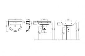 Раковина для ванної з одним отвором Hatria ERIKA PRO 62х46 см YXJE01