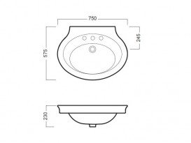 Раковина для ванної з одним отверстіеv підвісна Hatria DOLCEVITA 70х55 см Y0EX01
