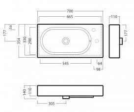Раковина для ванной без отверстия Hatria AREA 70х35 см Y0W901