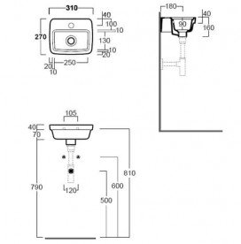 Раковина для ванной Simas Evolution подвесная 31х27 см фаянс белый EVO13