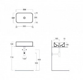 Раковина для ванной Simas Flow накладная 53х32 см фаянс белый FL 12