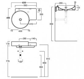 Раковина для ванной Simas Flow подвесная 63,5х49,5 см фаянс белый FL 04