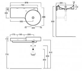 Раковина для ванной Simas Flow подвесная 87х49,5 см фаянс белый FL 05