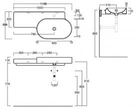 Раковина для ванной Simas Flow подвесная 115х50 см фаянс белый FL 22