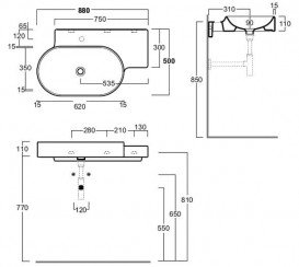 Раковина для ванной Simas Flow подвесная 88х50 см фаянс белый FL 23