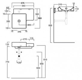 Раковина для ванної Simas Flow підвісна 57,5х50 см фаянс білий FL 21