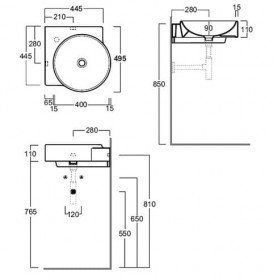 Раковина для ванної Simas Flow підвісна кутова 49,5х49,5 см фаянс білий FL 24