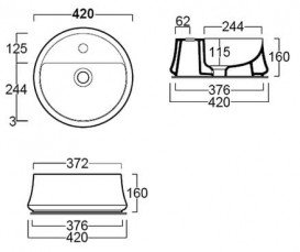 Раковина для ванной Simas Sharp накладная Ø 42 см фаянс белый SH 03