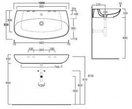 Раковина для ванної Simas Vignoni накладна/підвісна 100х52 см фаянс білий VI 12