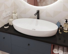 Раковина для ванной Snail Фараон 80х42 см литьевой мрамор белый 169