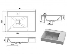 Раковина для ванної Snail Німфа 70х50 см ливарний мармур білий 160