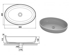 Раковина для ванної кімнати Snail Парадиз 60х40 см ливарний мармур білий 179