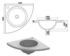 Раковина для ванної Snail Роксана 55х55 см ливарний мармур білий 110