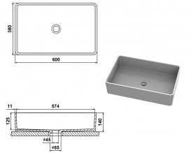 Раковина для ванной Snail Тоскана 60х38 см литьевой мрамор белый 171