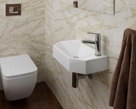 Раковина для ванної Snail Тритон R 45х26 см ливарний мармур білий 158R