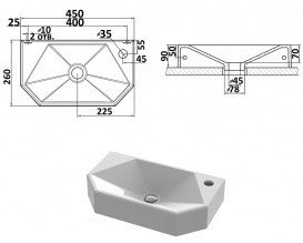 Раковина для ванної Snail Тритон R 45х26 см ливарний мармур білий 158R