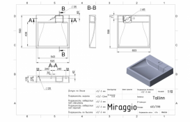 Раковина для ванной Tallin подвесная с отверстием под смеситель белый матовый 0000249